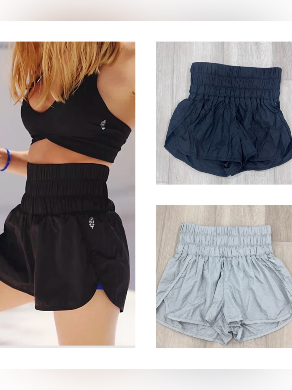 Free people movement the way home run high rise shorts small black and grey